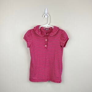 Busy Bees Eliza Ruffle Polo Pink Stripes 8